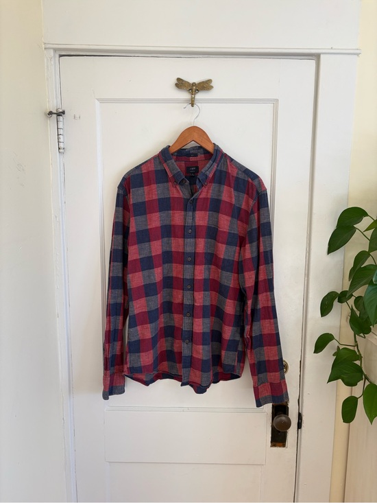 J. Crew Other - J. Crew Men’s‎ Red and Blue Plaid Check Homespun Collard Shirt Size XL Slim Fit